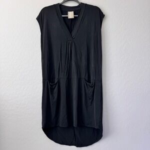 Dolan Left Coast Collection Black Dress V Neck Pockets Hi Low‎ Hem Small